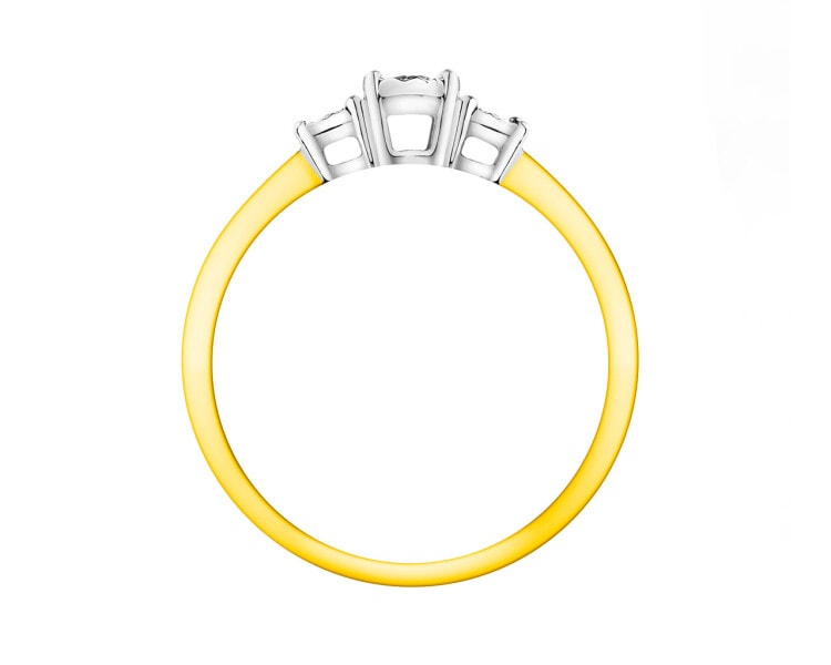 585 Yellow And White Gold Plated Ring with Diamonds 0,05 ct - fineness 585