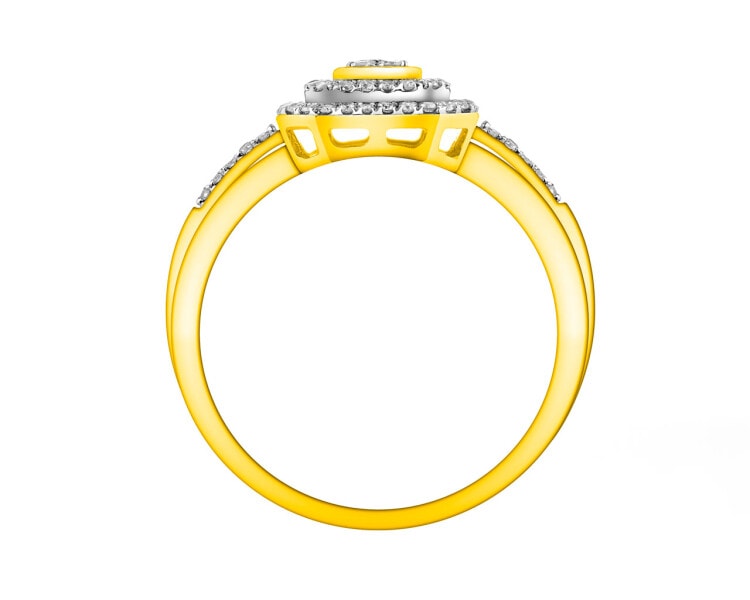 14 K Rhodium-Plated Yellow Gold Ring with Diamonds 0,26 ct - fineness 14 K