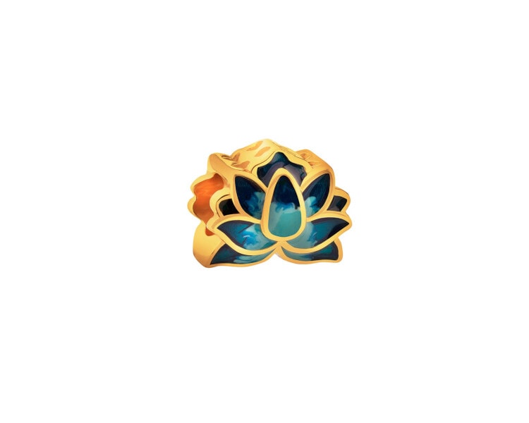 Zawieszka srebrna beads z emalią - kwiat lotosu