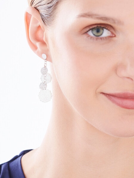 Rhodium Plated Silver Dangling Earring