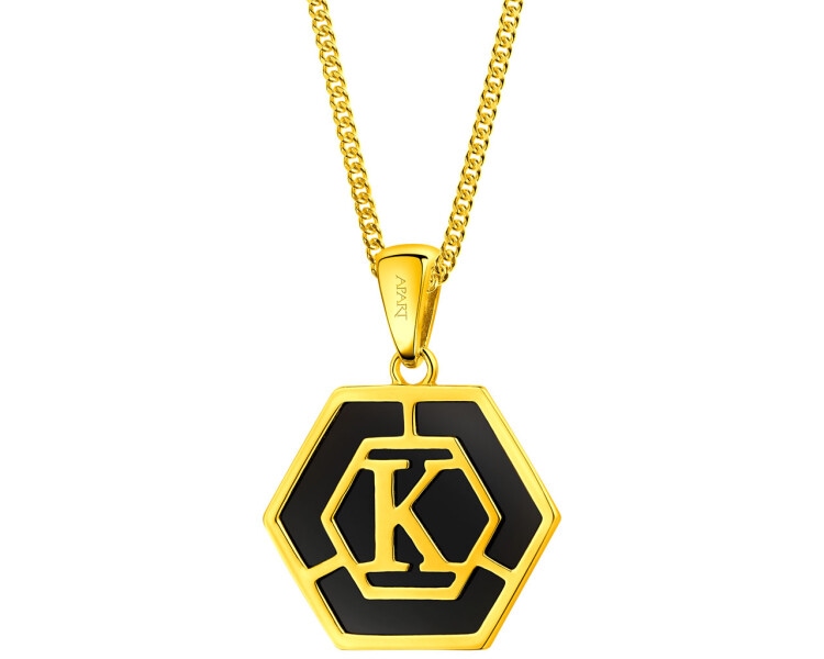 9 K Rhodium-Plated Yellow Gold Pendant with Diamond - fineness 9 K