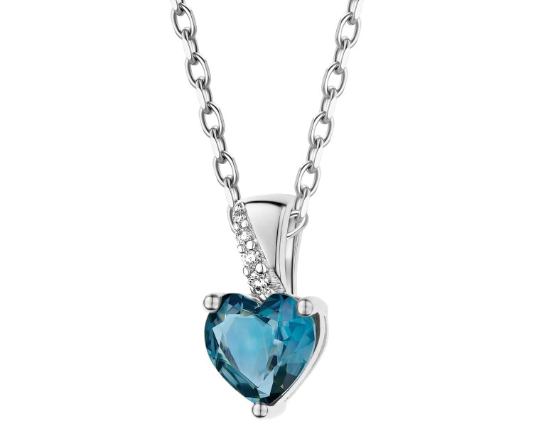 9 K Rhodium-Plated White Gold Pendant with Diamonds - fineness 9 K