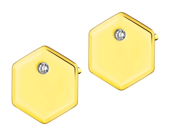 Kolczyki z żółtego złota z brylantami 0,01 ct - próba 375