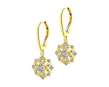 585 Yellow And White Gold Plated Dangling Earring with Diamonds 0,39 ct - fineness 585