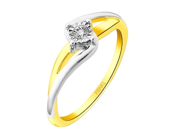 585 Yellow And White Gold Plated Ring with Diamond 0,04 ct - fineness 585