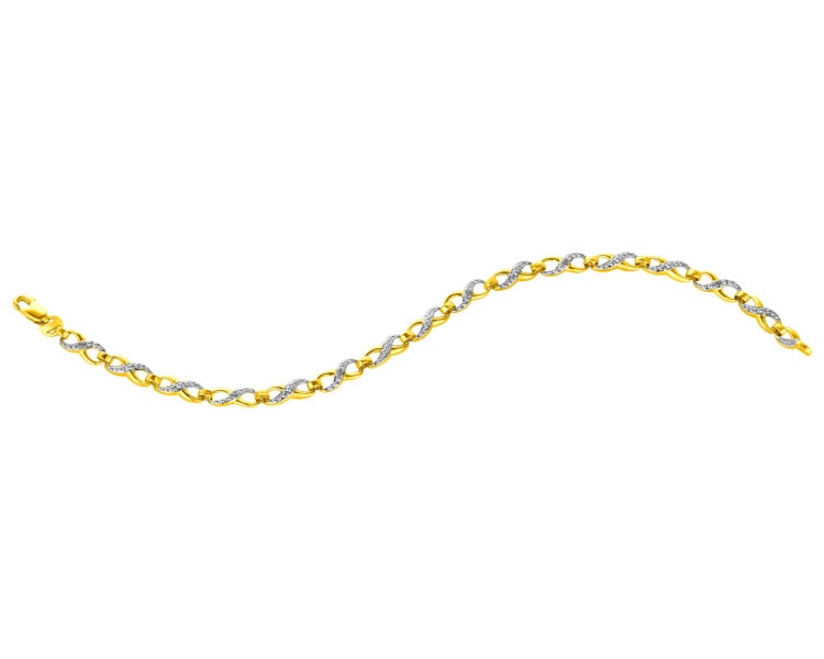 Bransoletka z żółtego złota z diamentami - nieskończoność 0,03 ct - próba 375