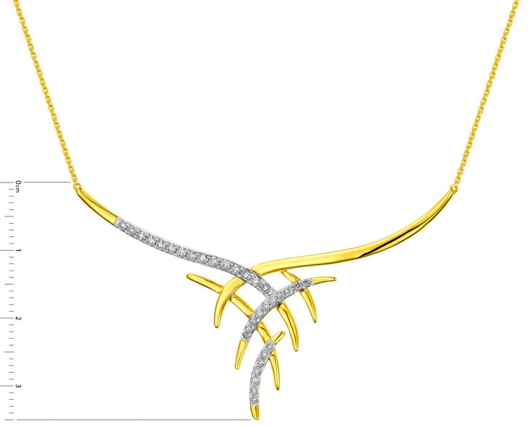 14 K Rhodium-Plated Yellow Gold Necklace with Diamonds 0,35 ct - fineness 14 K
