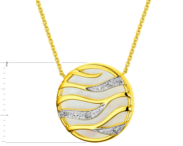 Zlatý náhrdelník s diamanty a perletí - ryzost 585