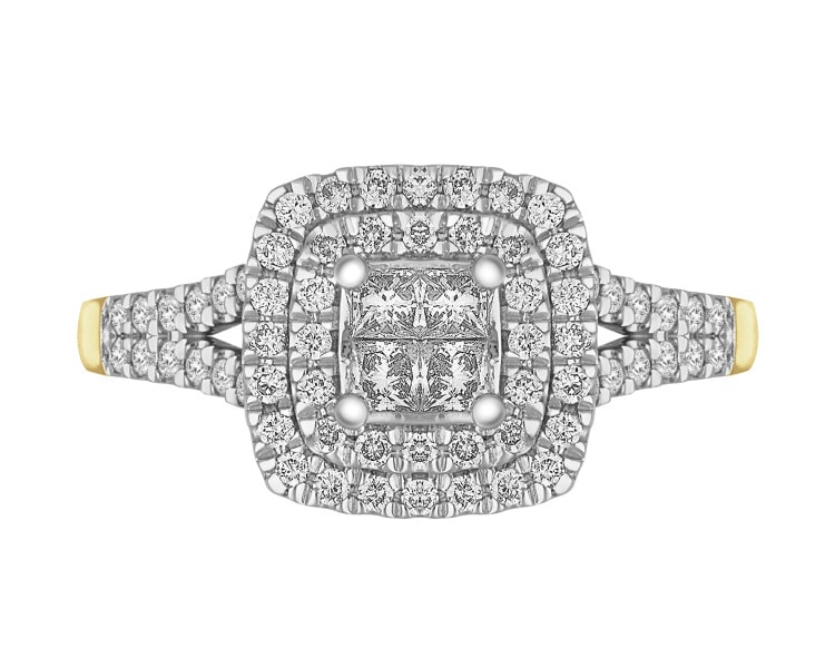 Prsten ze žlutého a bílého zlata s diamanty 0,45 ct - ryzost 585