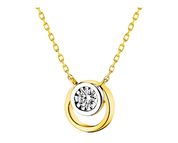 585 Yellow And White Gold Plated Necklace with Diamond 0,06 ct - fineness 585
