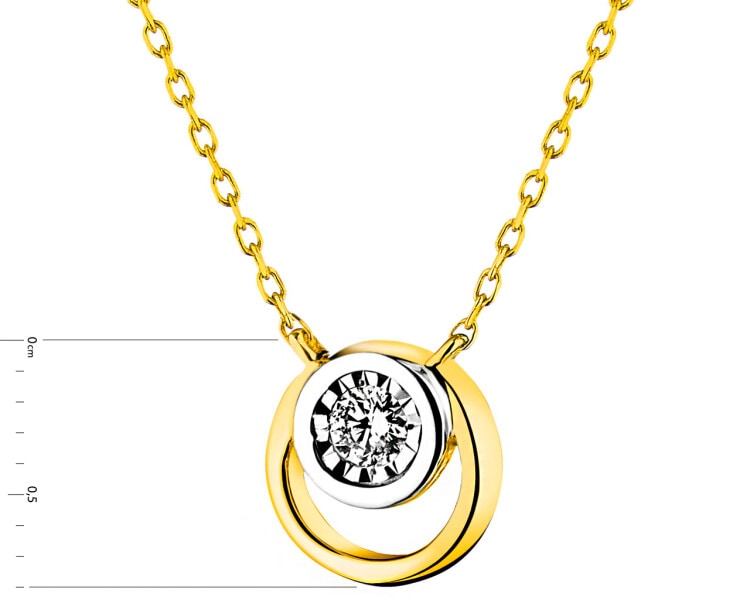 Náhrdelník ze žlutého a bílého zlata s briliantem - kroužek 0,06 ct - ryzost 585