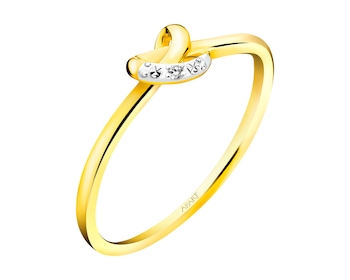 9 K Rhodium-Plated Yellow Gold Ring with Diamond 0,004 ct - fineness 9 K