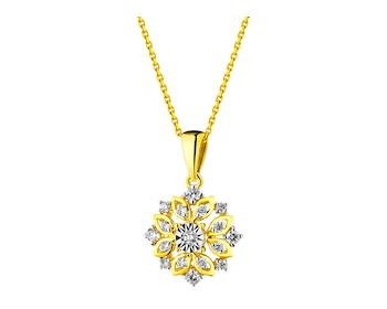 Přívěsek ze žlutého a bílého zlata s diamanty - rozeta 0,20 ct - ryzost 585
