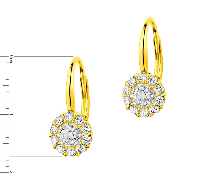 14 K Rhodium-Plated Yellow Gold Earrings 0,66 ct - fineness 14 K