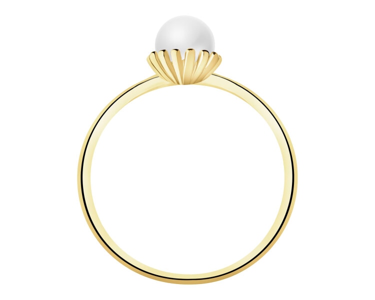 14 K Yellow Gold Ring with Pearl