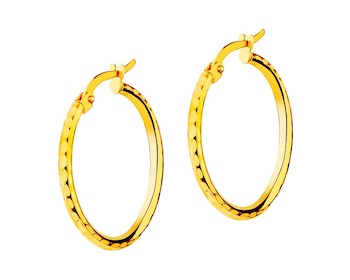 Yellow gold earrings - circles, 24 mm