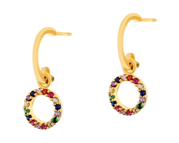 Gold-Plated Silver Dangling Earring with Cubic Zirconia