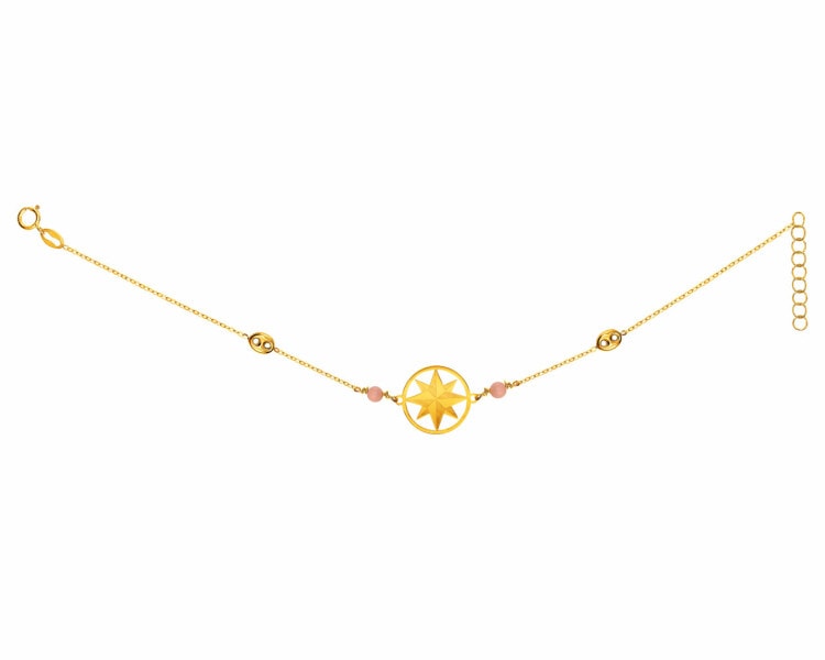 9 K Yellow Gold Bracelet with Coral