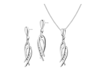 Rhodium Plated Silver Set with Cubic Zirconia