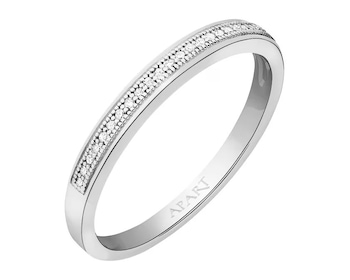 750 Rhodium-Plated White Gold Ring with Diamonds 0,04 ct - fineness 9 K