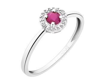 Yellow Gold Ring with Diamond & Ruby - fineness 9 K