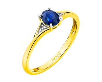 White gold sapphire and diamond ring - fineness 18 K