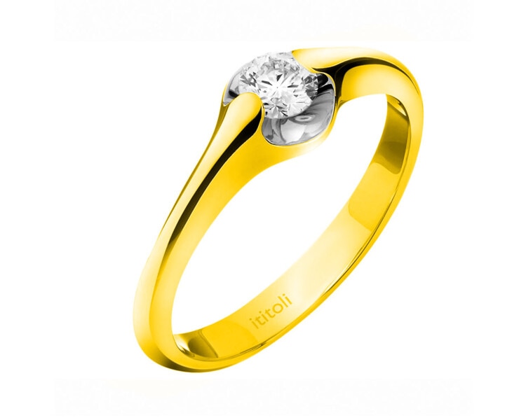 White gold ring with brilliant 0,25 ct - fineness 18 K