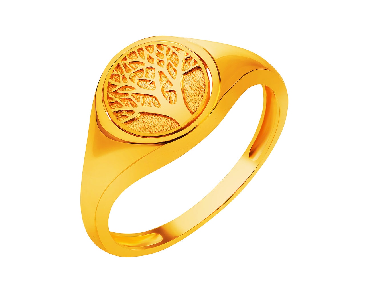 Złoty pierścionek - sygnet - drzewko