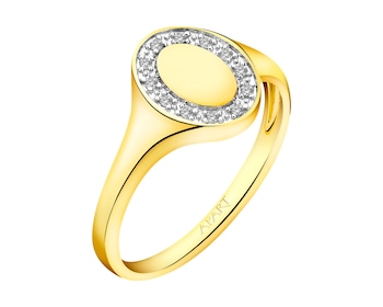 Zlatý pečetní prsten s diamanty 0,04 ct - ryzost 585