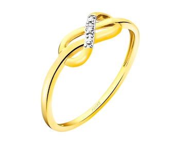 Pierścionek z żółtego złota z diamentem - nieskończoność 0,007 ct - próba 585