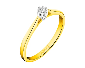 Prsten ze žlutého a bílého zlata s briliantem 0,08 ct - ryzost 585