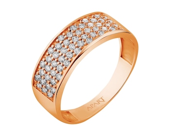 14 K Pink Gold Ring with Cubic Zirconia