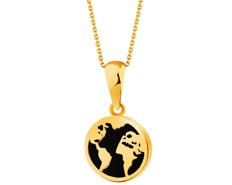 8 K Yellow Gold Pendant with Synthetic Onyx