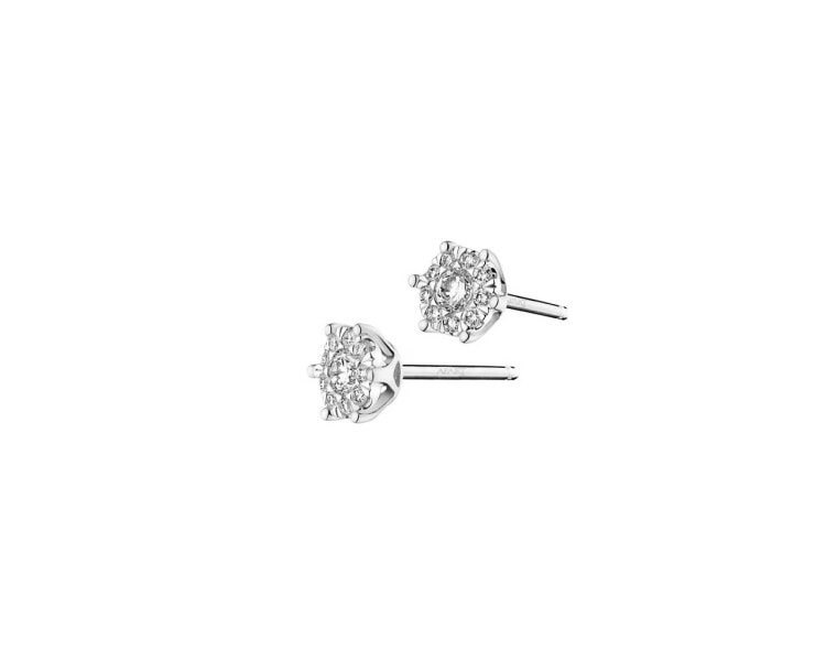 14 K Rhodium-Plated White Gold Earrings with Diamonds 0,25 ct - fineness 14 K