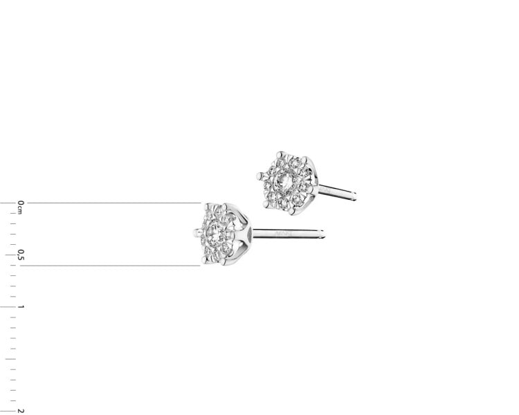 14 K Rhodium-Plated White Gold Earrings with Diamonds 0,25 ct - fineness 14 K