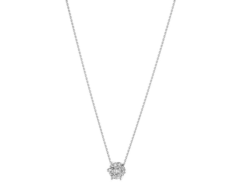 14 K Rhodium-Plated White Gold Necklace with Diamonds 0,22 ct - fineness 14 K