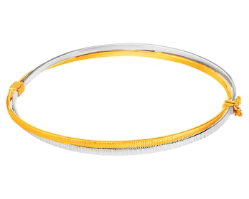 8 K Rhodium-Plated Yellow Gold Rigid Bracelet 