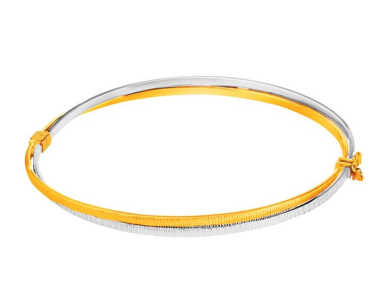 14 K Rhodium-Plated Yellow Gold Rigid Bracelet