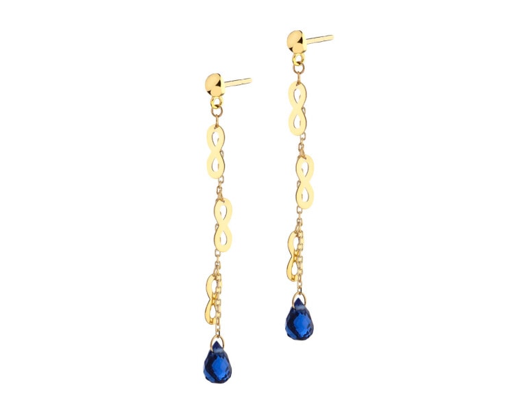 8 K Yellow Gold Dangling Earring with Synthetic Quartz