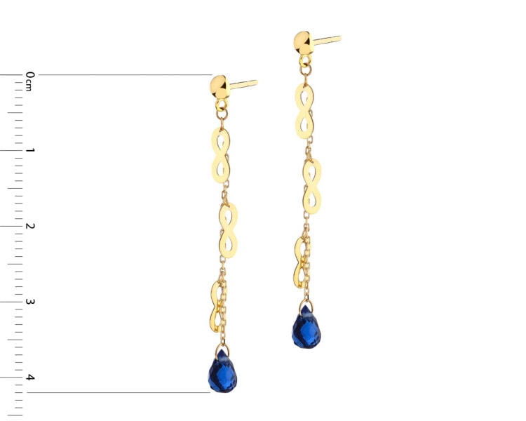 8 K Yellow Gold Dangling Earring with Synthetic Quartz