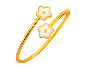 Złoty pierścionek z emalią - kwiaty