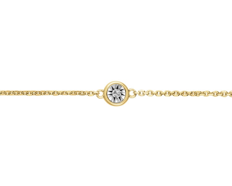 Bransoletka z żółtego i białego złota z diamentem - 0,007 ct - próba 585