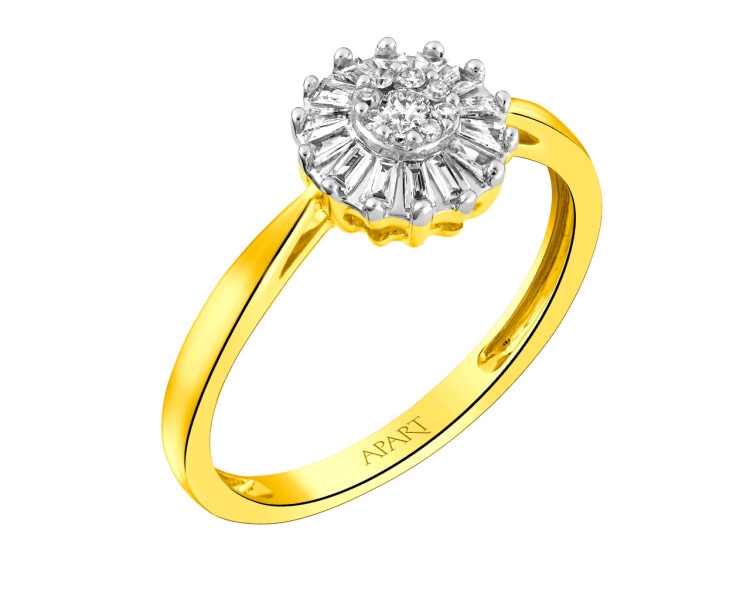 Zlatý prsten s diamanty 0,18 ct - ryzost 585