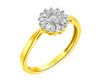 14 K Rhodium-Plated Yellow Gold Ring  0,18 ct - fineness 14 K