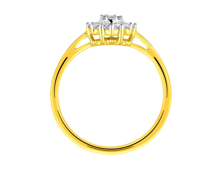 14 K Rhodium-Plated Yellow Gold Ring 0,18 ct - fineness 14 K