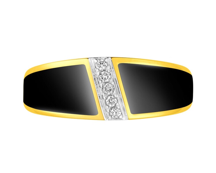 Zlatý prsten s brilianty a smaltem 0,05 ct - ryzost 585