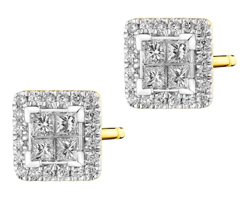 Zlaté náušnice s diamanty - čtverce 0,44 ct - ryzost 585