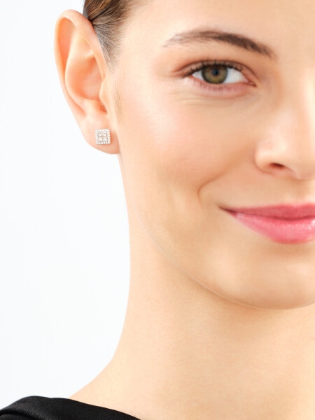 Zlaté náušnice s diamanty - čtverce - 0,44 ct - ryzost 585