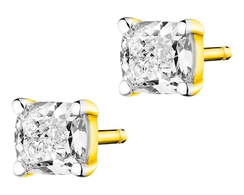 Kolczyki z żółtego złota z diamentami - VS1-VS2/F-G 1,01 ct - próba 585