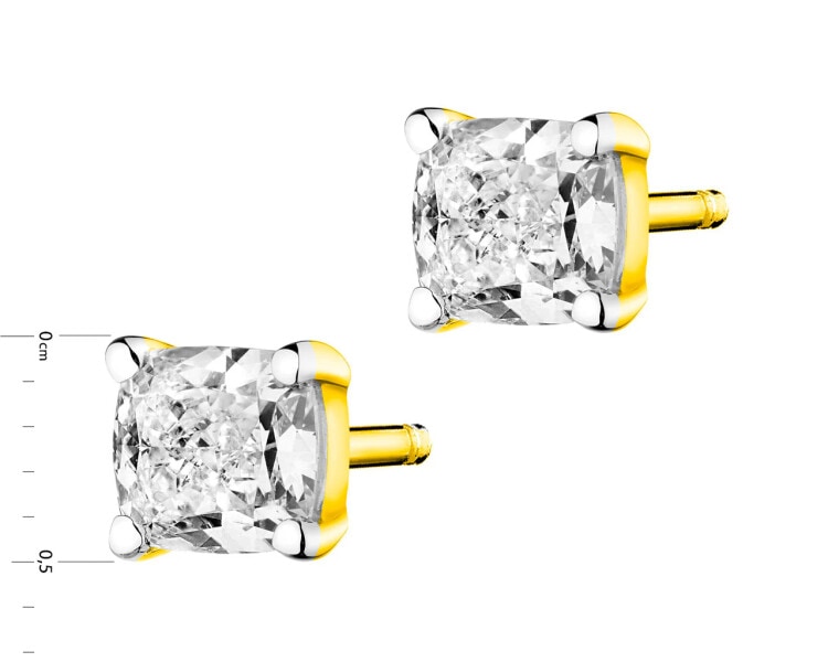 Kolczyki z żółtego złota z diamentami - VS1-VS2/F-G 1,01 ct - próba 585